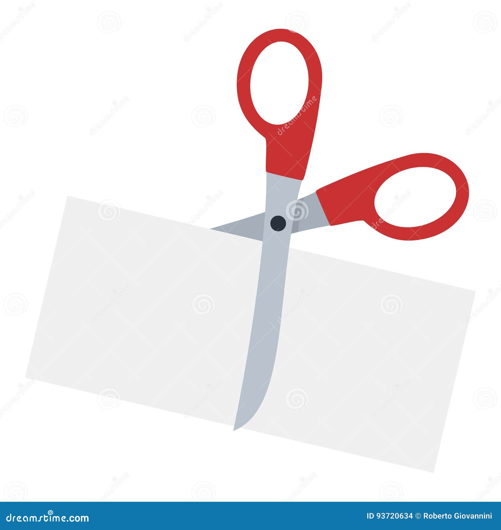 scissors cutting paper flat icon on white