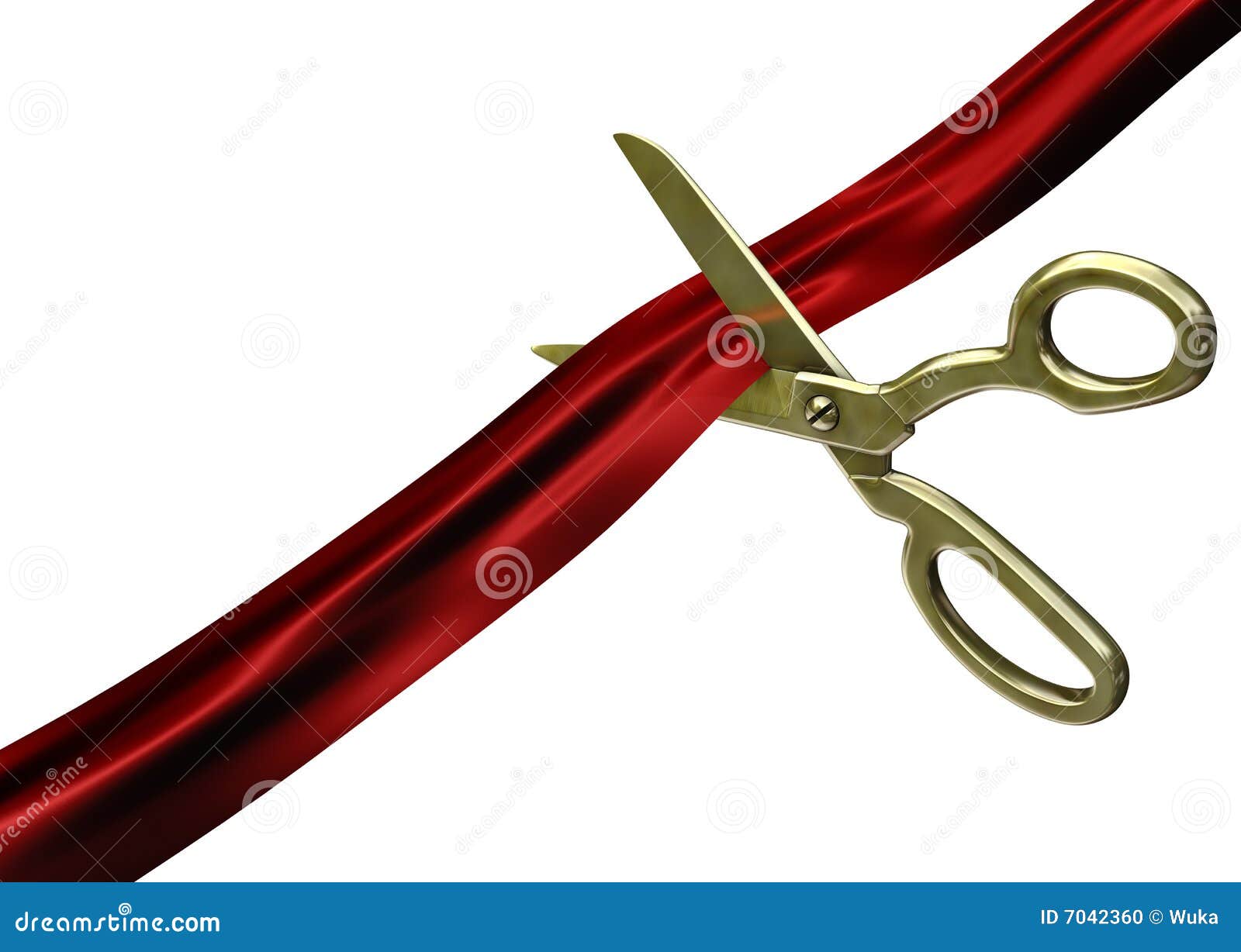 scissors cutting red ribbon