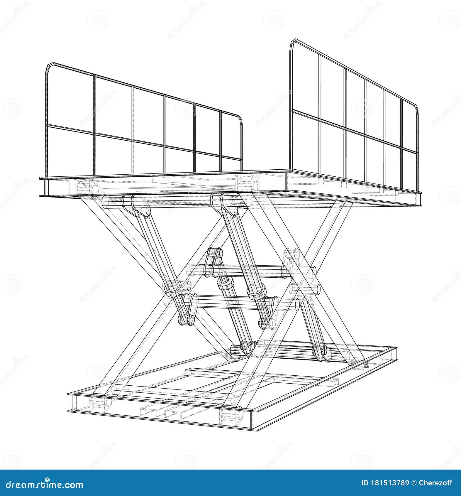 Scissors Lift Concept Outline. Vector Stock Vector Illustration of