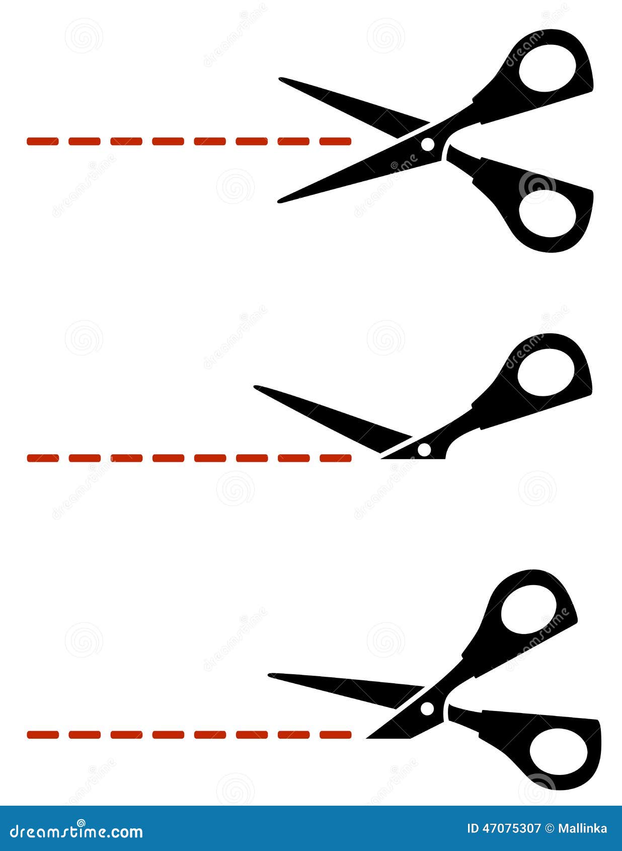 Scissors with Red Cut Lines Stock Vector Illustration of page, open