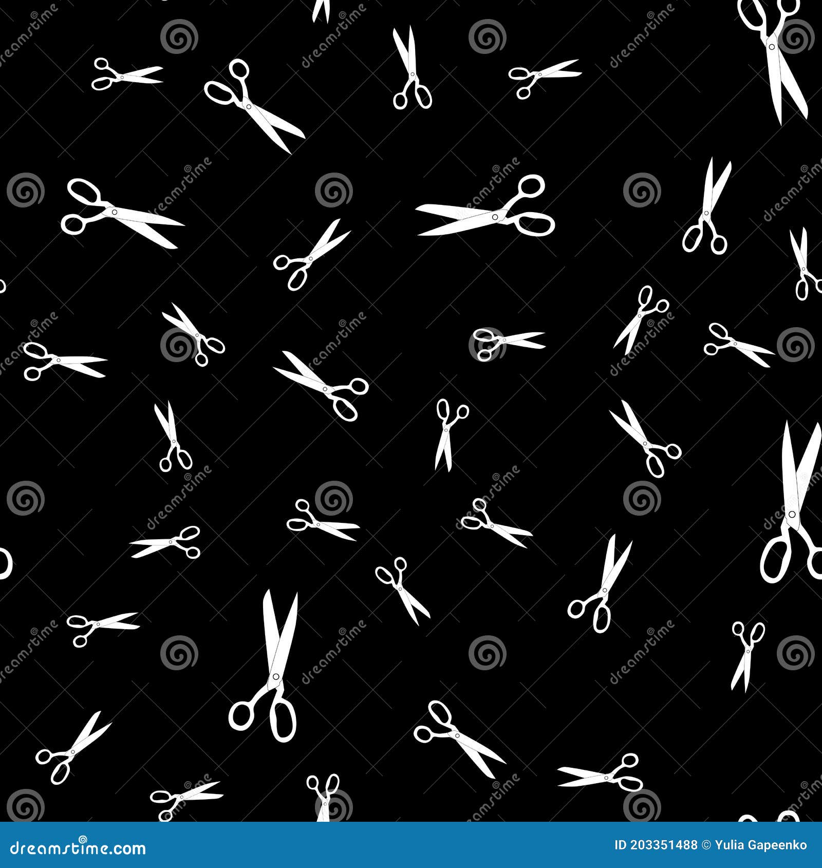 Scissors Silhouette Seamless Pattern Background. Vector Illustration