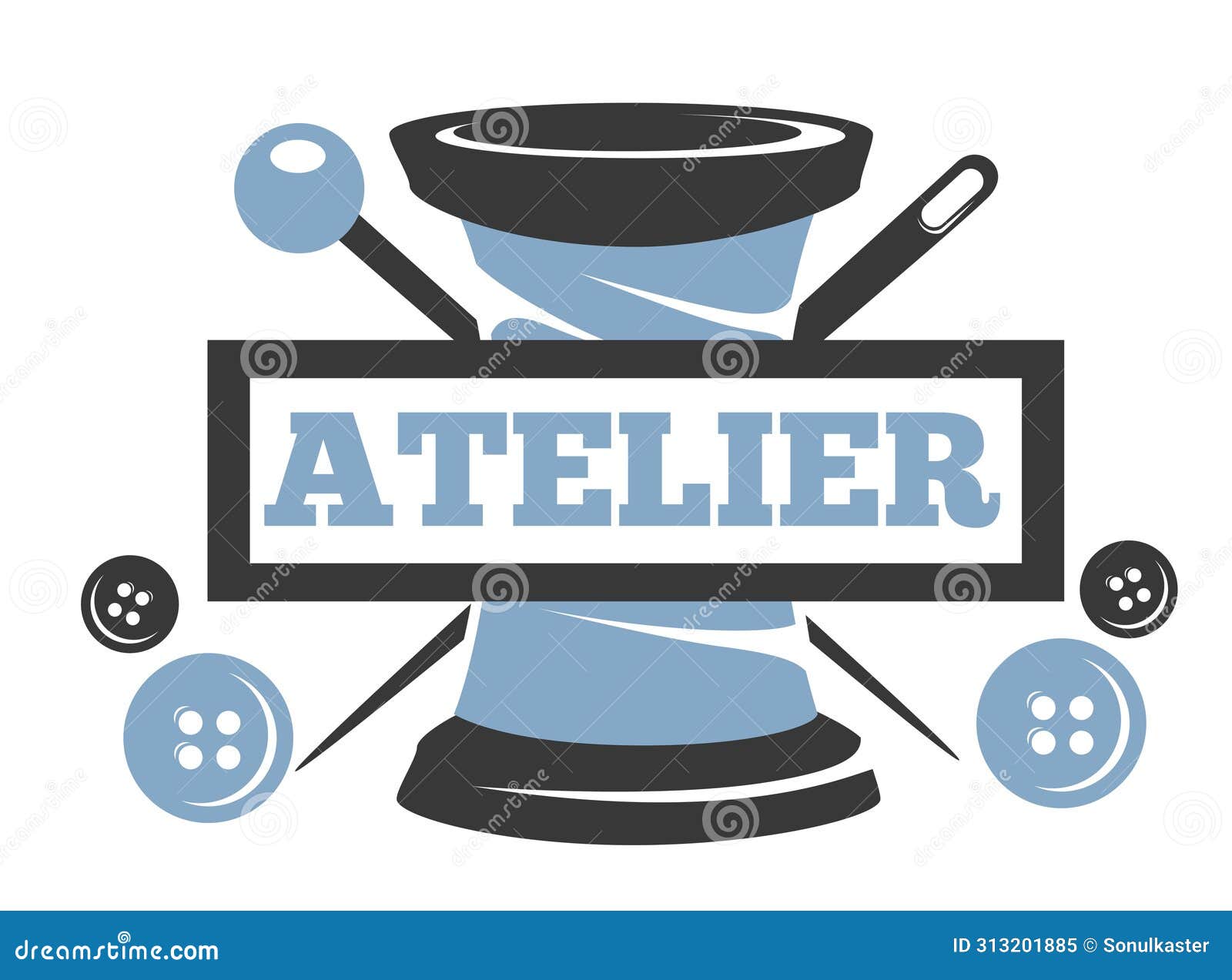 Scissors Thimble Tailor Service Logo Stock Vector Illustration of