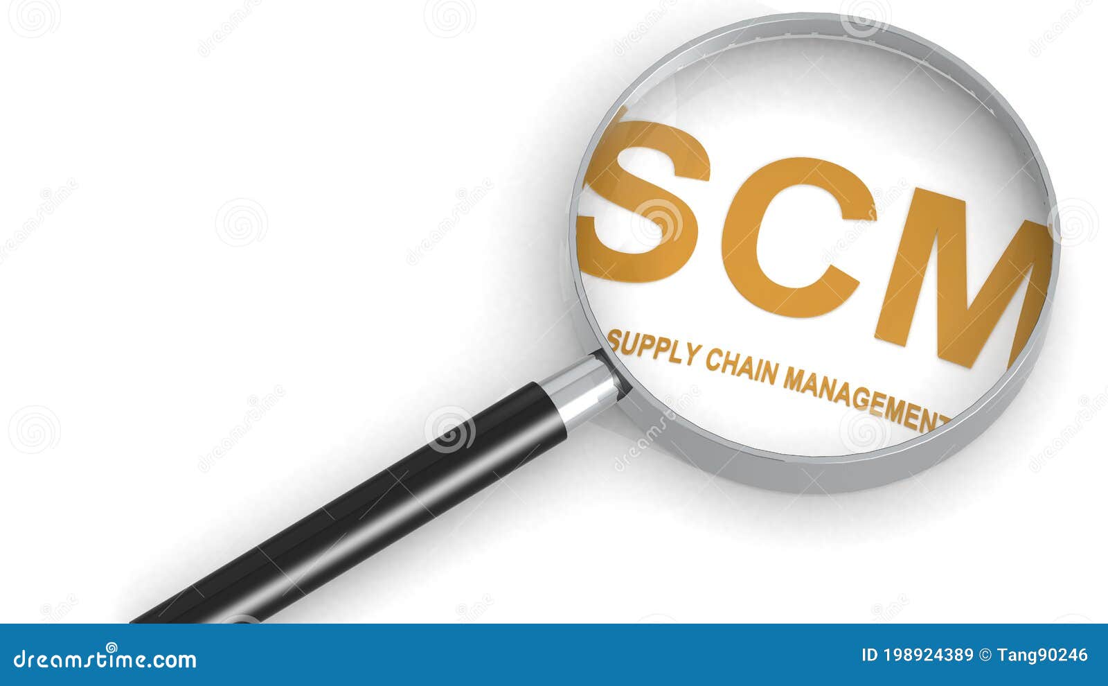 Scm Supply Chain Management Word Under Magnifying Glass Stock