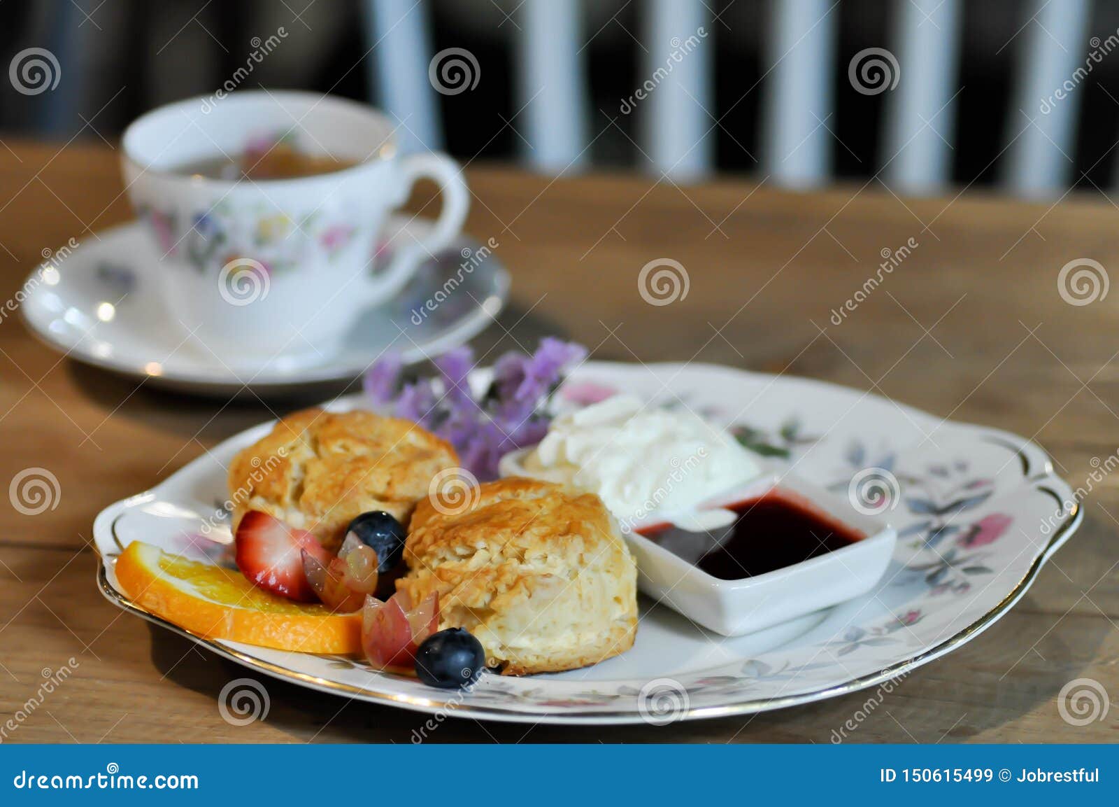 Scone or Scone with Fruit ,whipping Cream Stock Image Image of plate