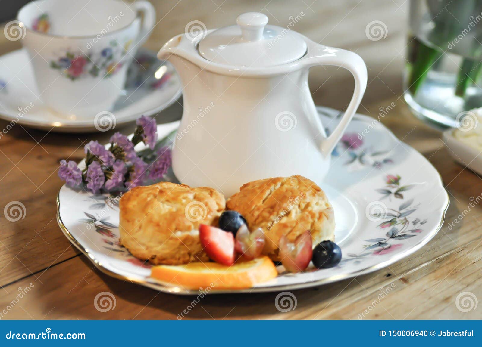 Scone or Scone with Fruit ,whipping Cream Stock Photo Image of snack