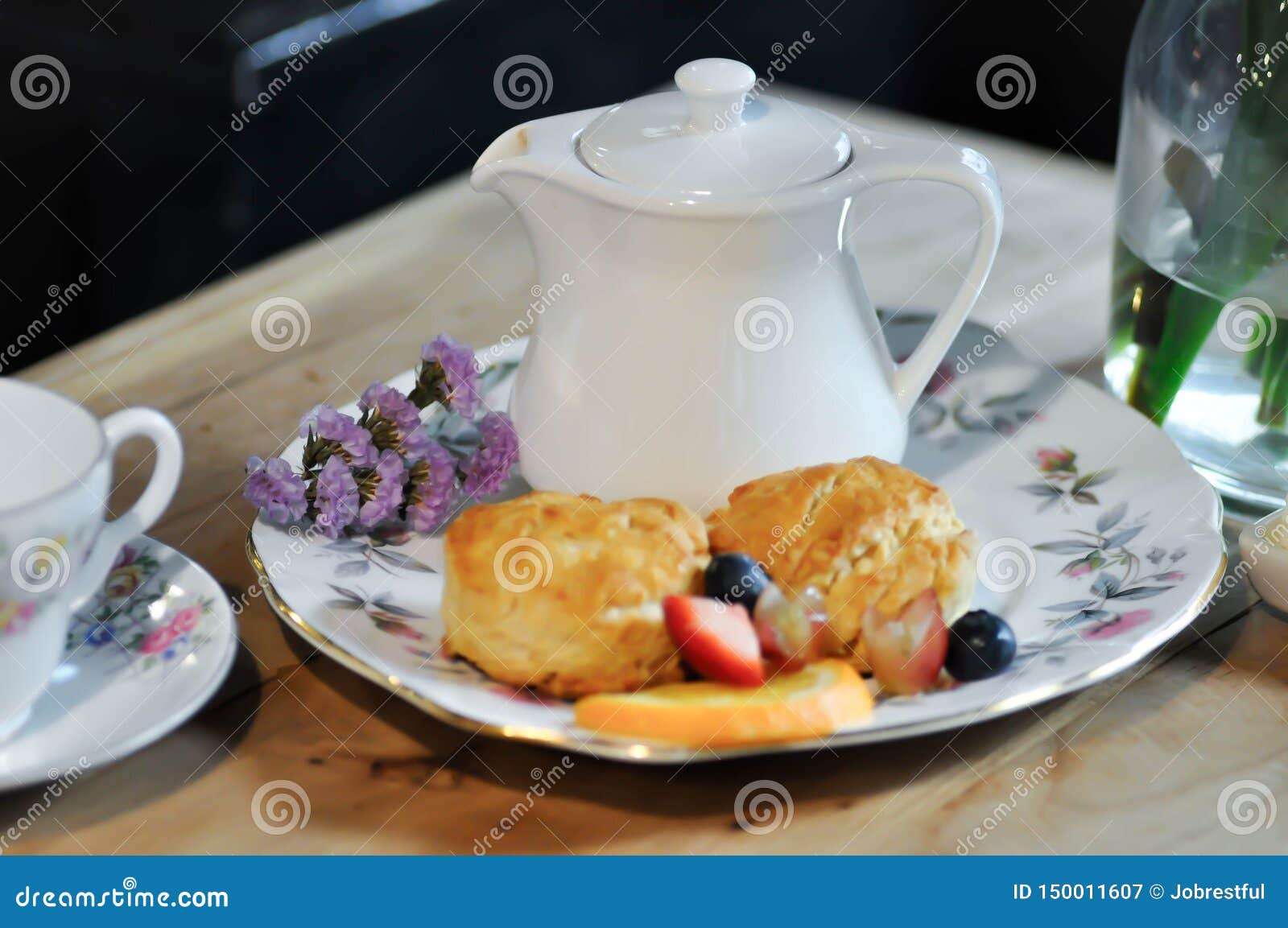 Scone or Scone with Fruit ,whipping Cream Stock Image Image of flower