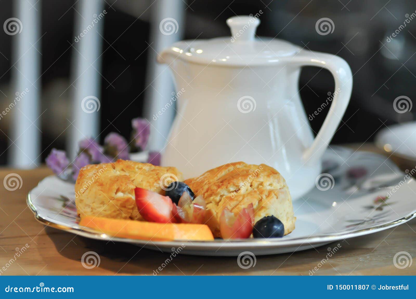 Scone or Scone with Fruit ,whipping Cream Stock Image Image of cream