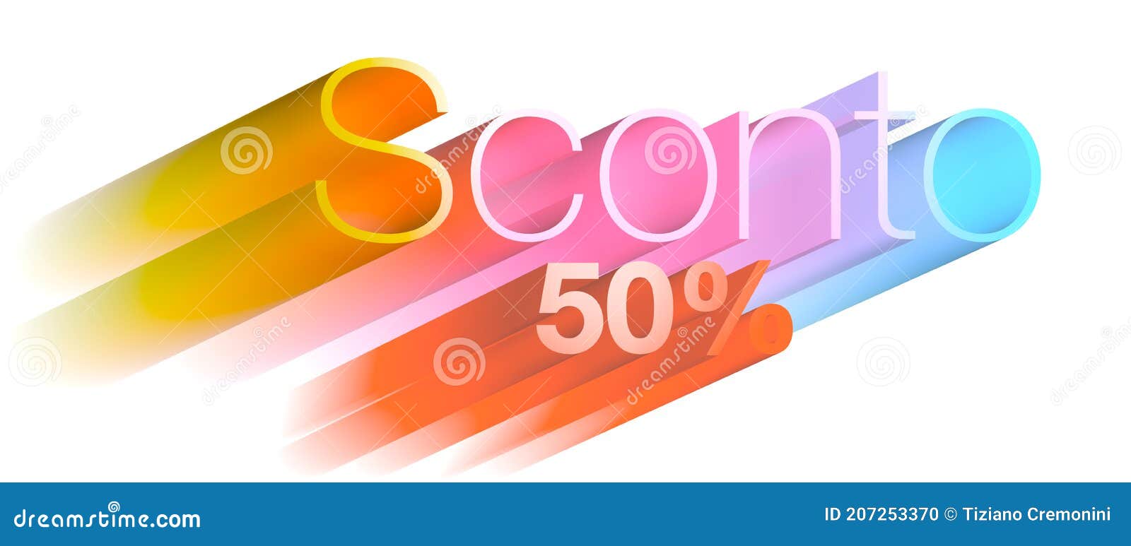 sconti, discounts, 50% off, 3d multicolored word, alphabet, 3d , white background