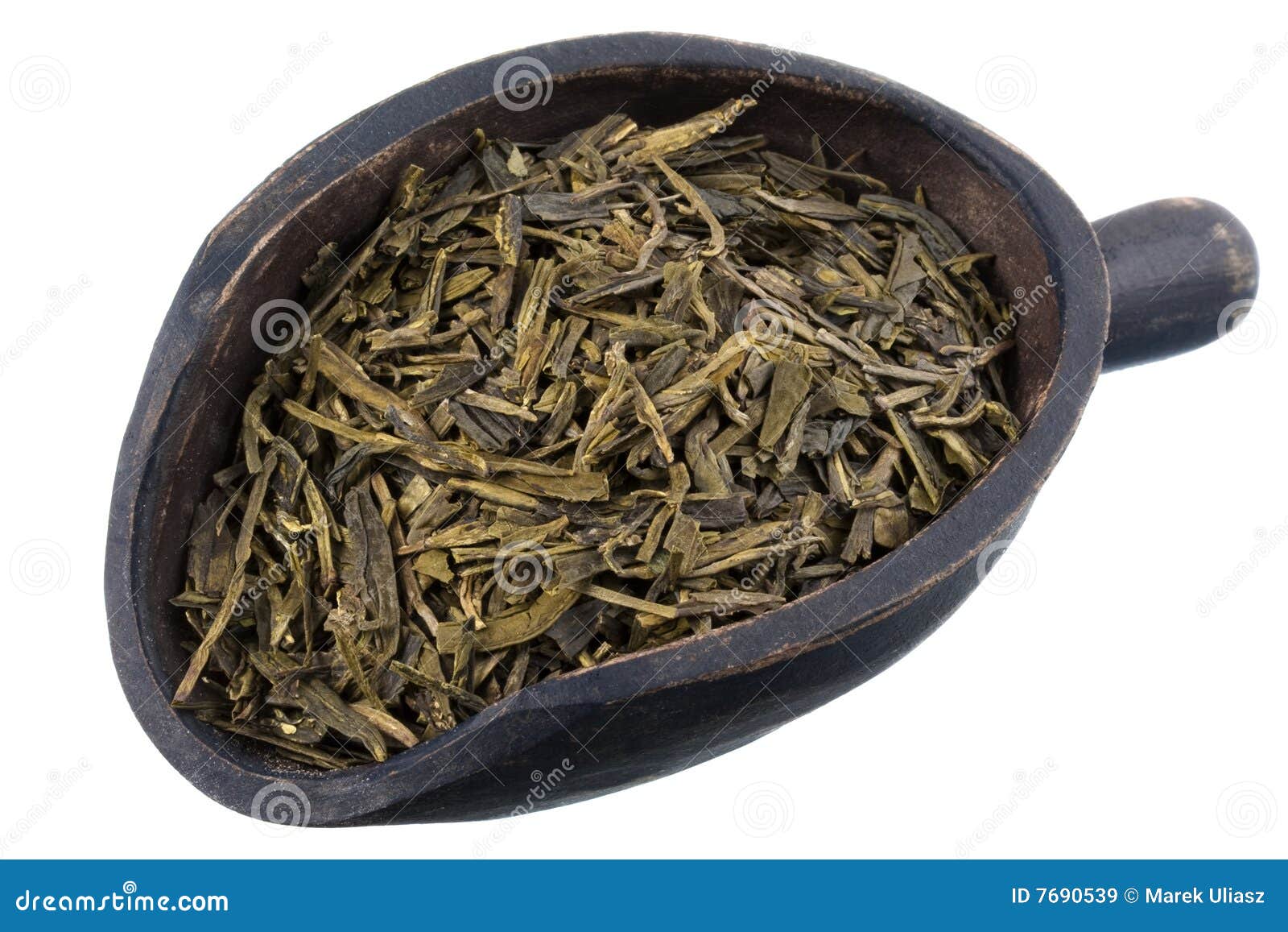 Scoop of Full Leaf Loose Green Tea Stock Image Image of white
