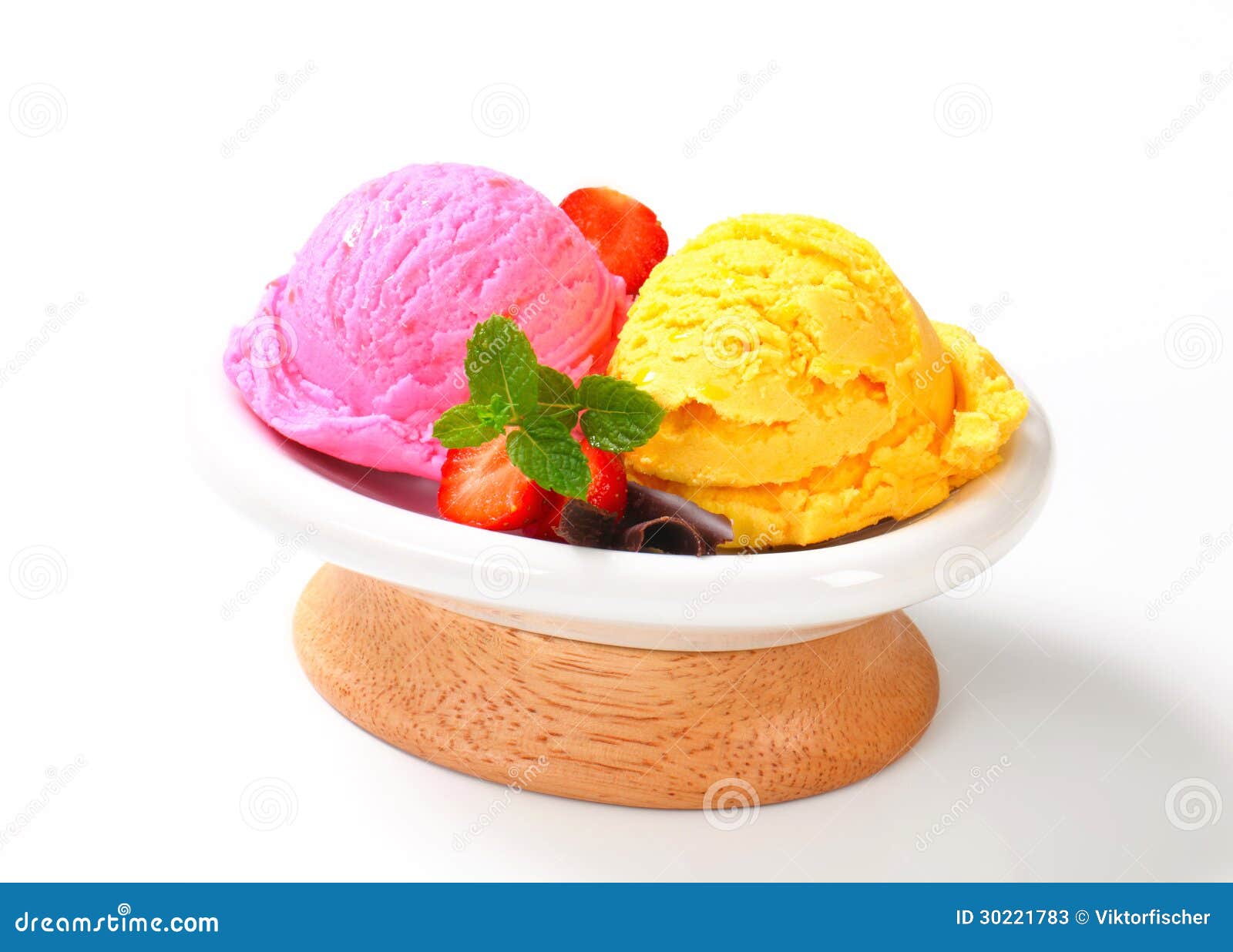 Scoops of Lemon and Strawberry Ice Cream Stock Image Image of sweet