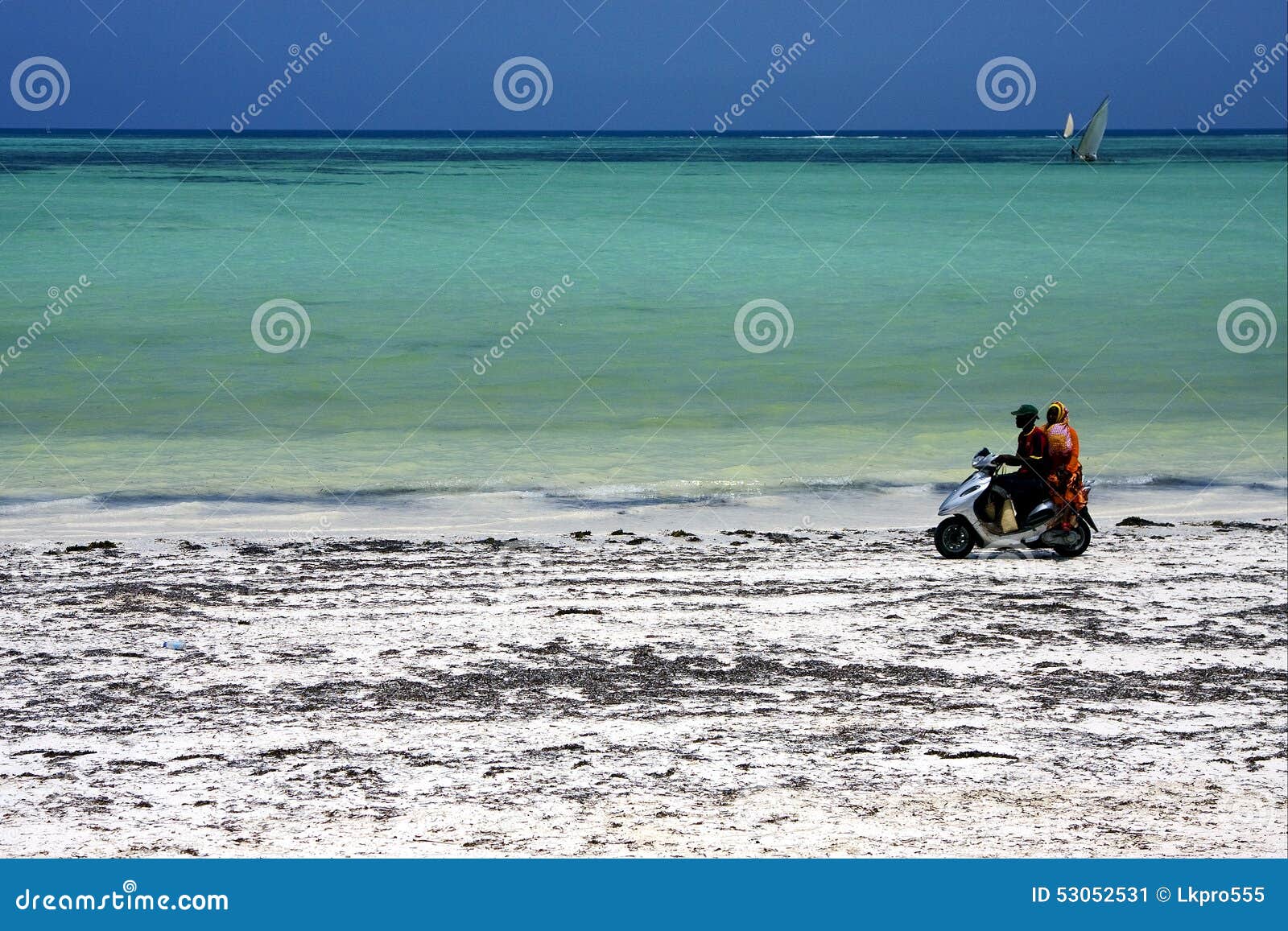 Scooter in the Beach of Zanzibar Stock Image Image of natur, nero