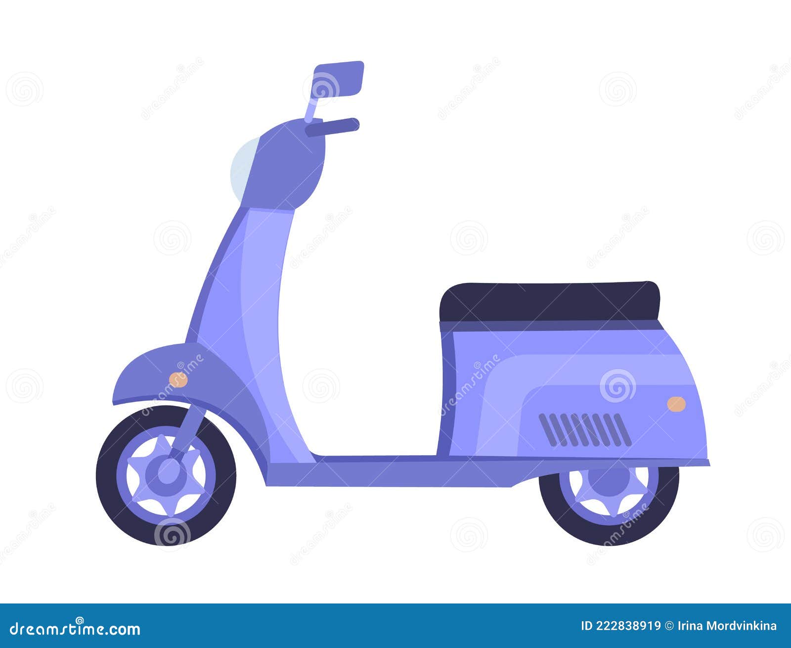 Scooter Bike Cartoon. the Illustration is Isolated on a White Background.  Side View. Cool Motorcycle Stock Vector - Illustration of power, deliver:  222838919