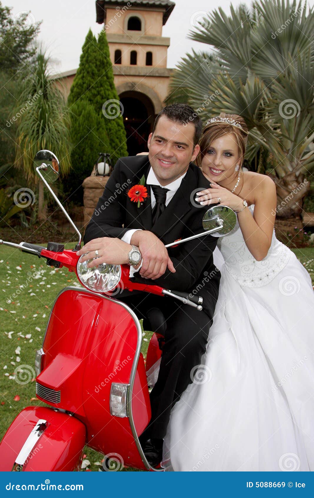 Scooter Couple stock image. Image of love, gown, transportation 5088669