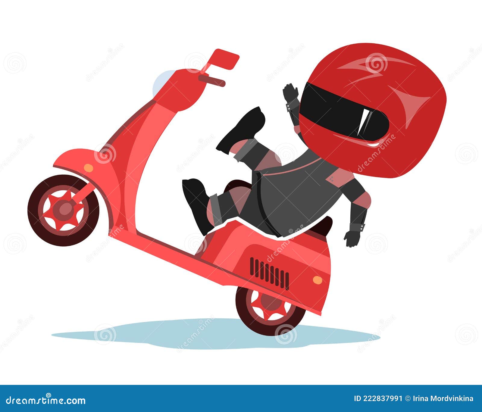 Scooter Driver. Biker Cartoon. Child Illustration. Accident. in a Sports  Uniform and a Red Helmet Stock Vector - Illustration of biker, motobiker:  222837991