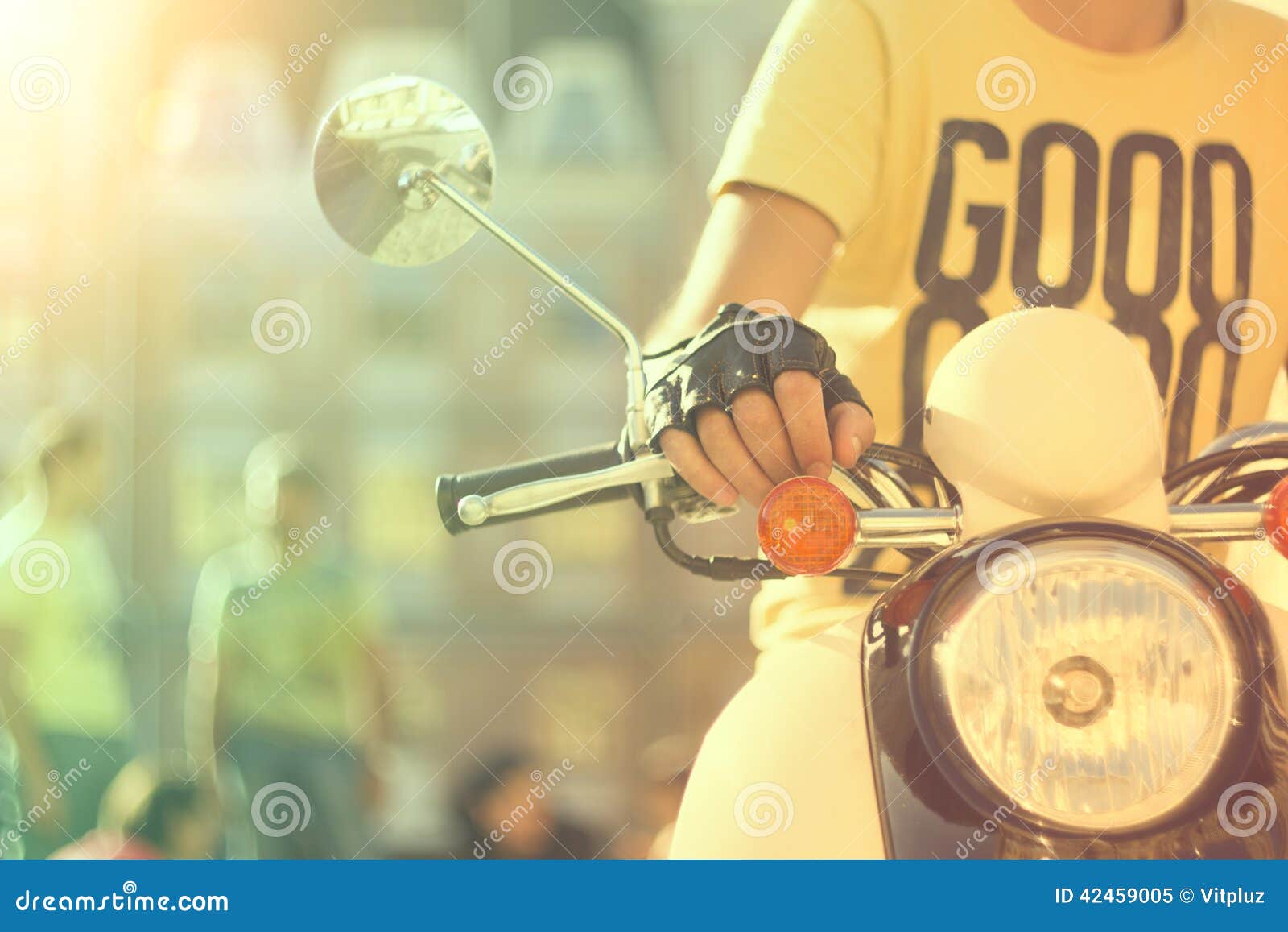 Scooter with driver stock image. Image of bike, ride 42459005