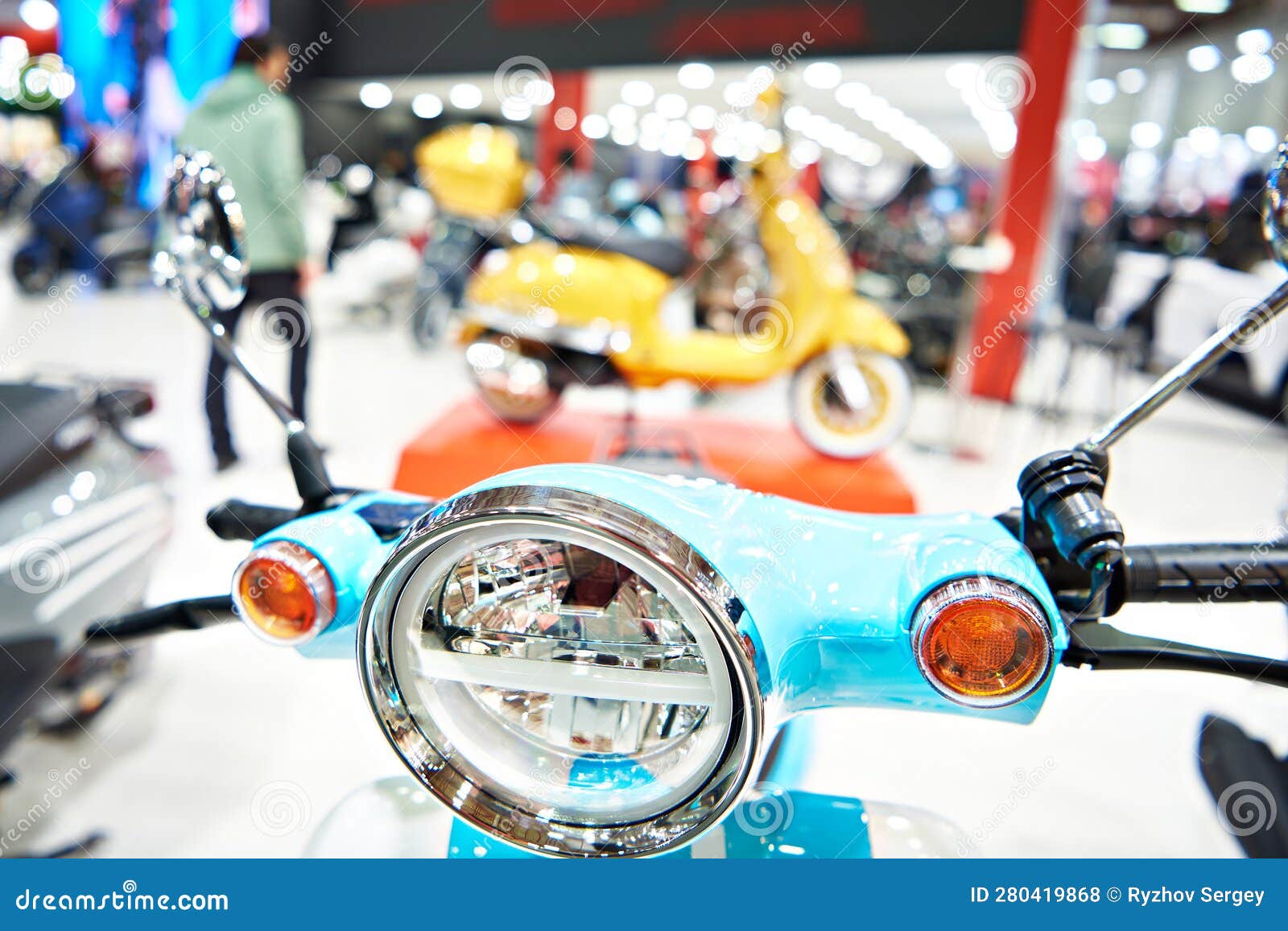 Scooter in exhibition stock photo. Image of metal, handlebar 280419868