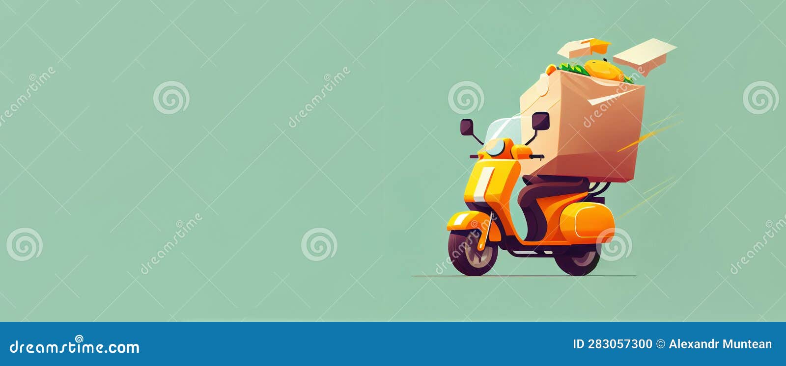 Scooter Express Delivery Service, Panoramic Layout. Stock Photo Image