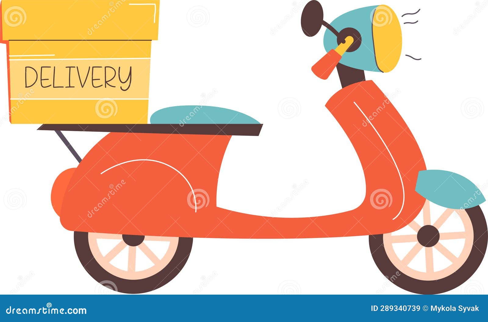 Scooter with Food Delivery Box Stock Illustration Illustration of