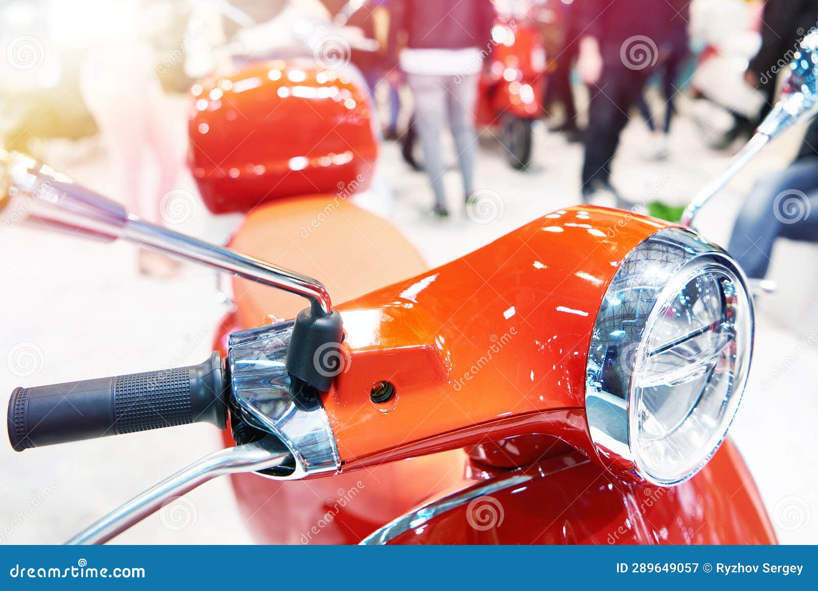 Scooter Handlebar and Headlight Stock Image Image of mirror, bike