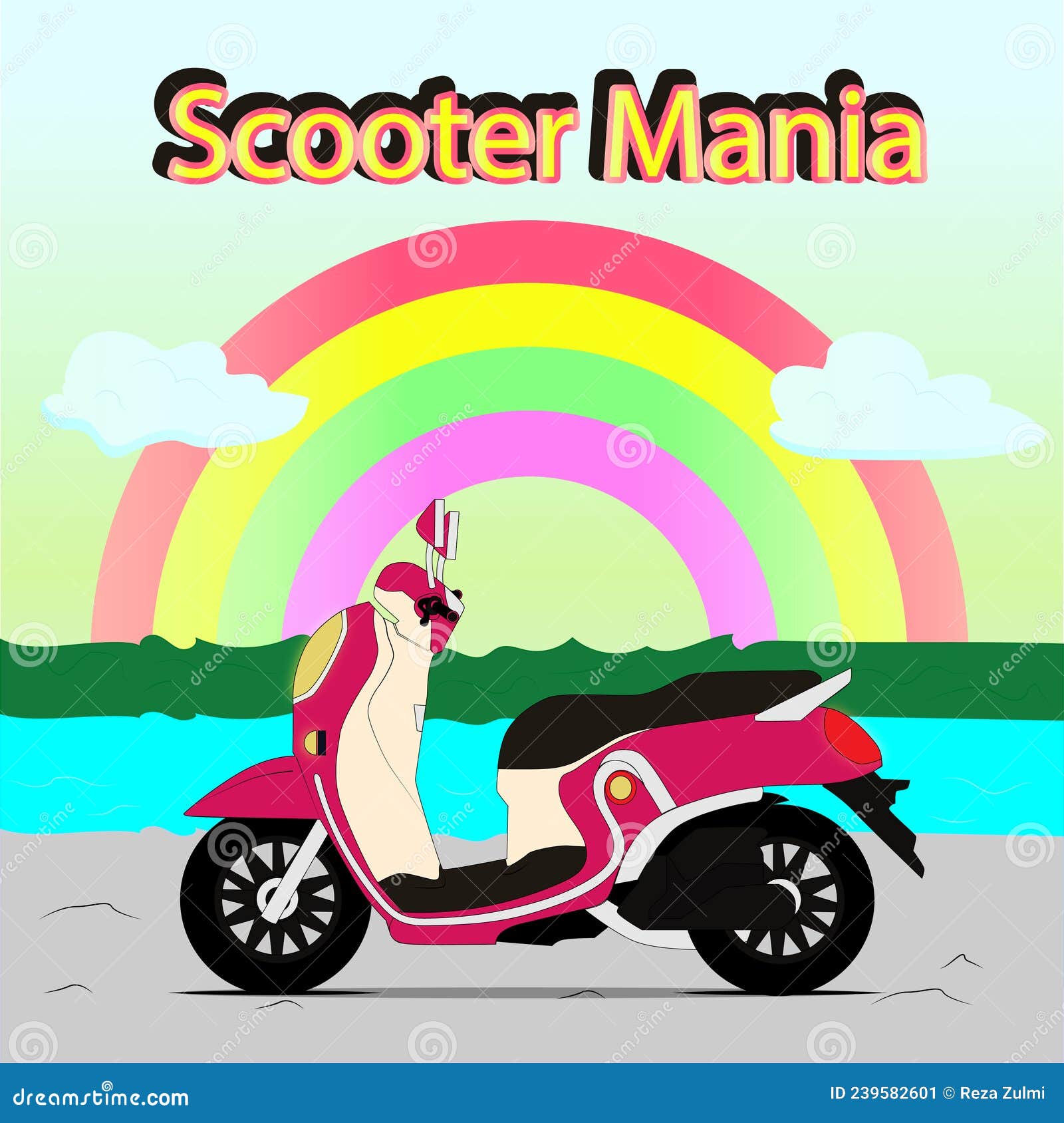 Scooter Mania on the road stock illustration. Illustration of wheel