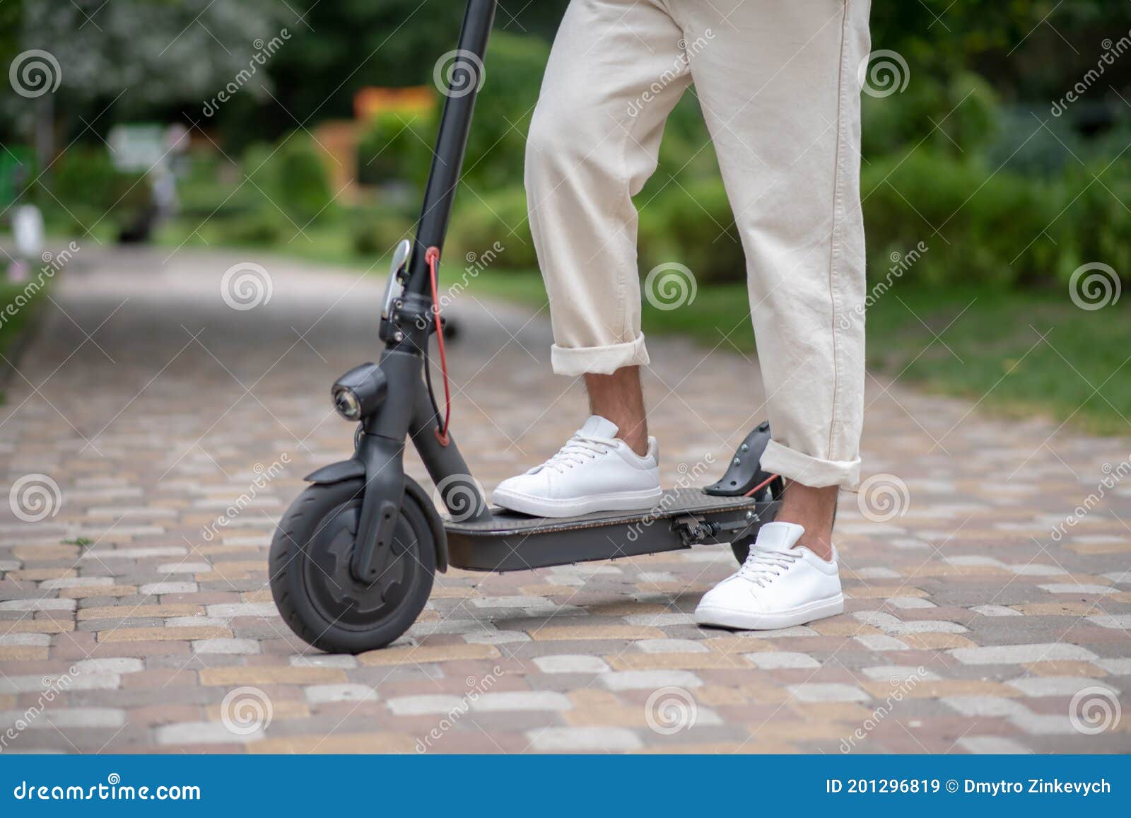 Picture of Human Feet Standing on the Scooter Stock Image Image of