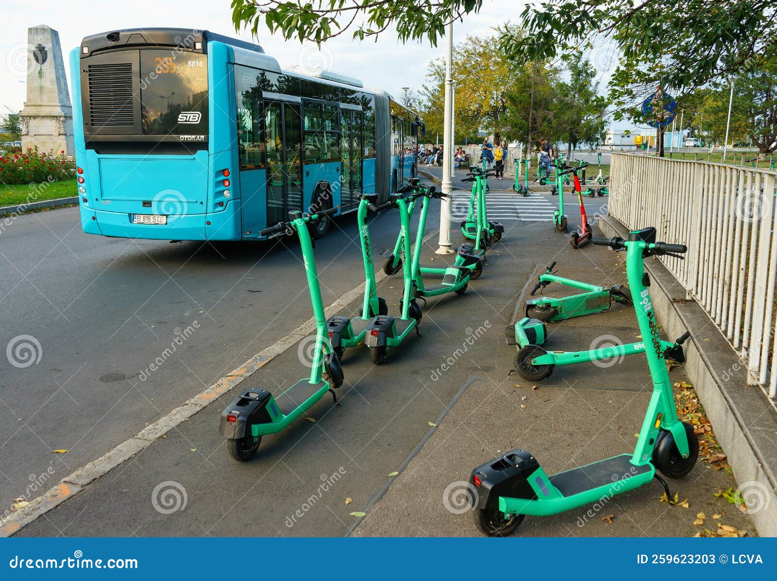 Scootersharing System in Bucharest, Romania Editorial Stock Photo