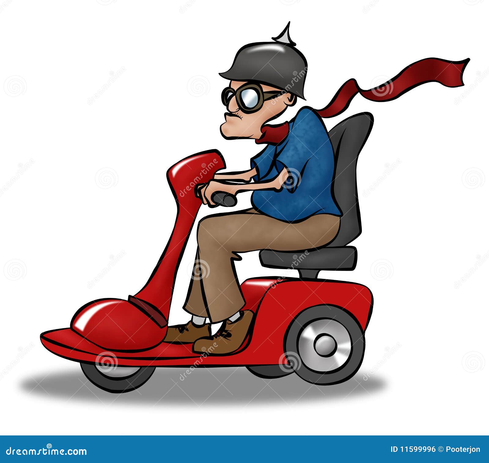 Old Man On Scooter Cartoon