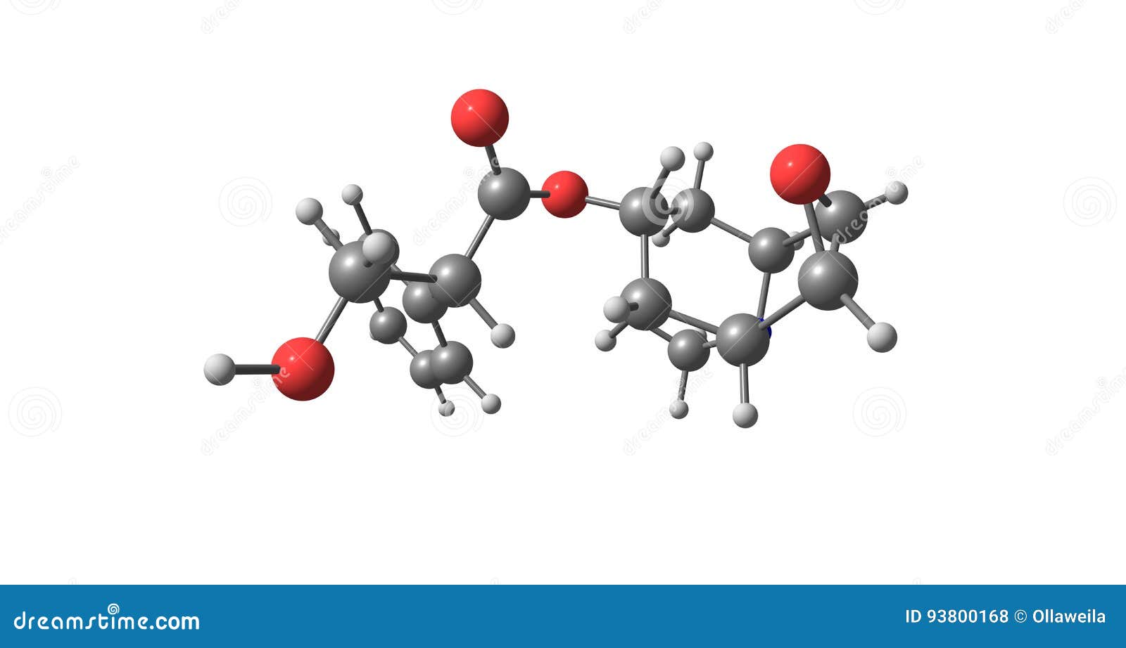 Scopolamine molecular structure isolated on white