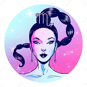 Scorpio Zodiac Sign Artwork, Beautiful Girl Face, Horoscope Symbol ...