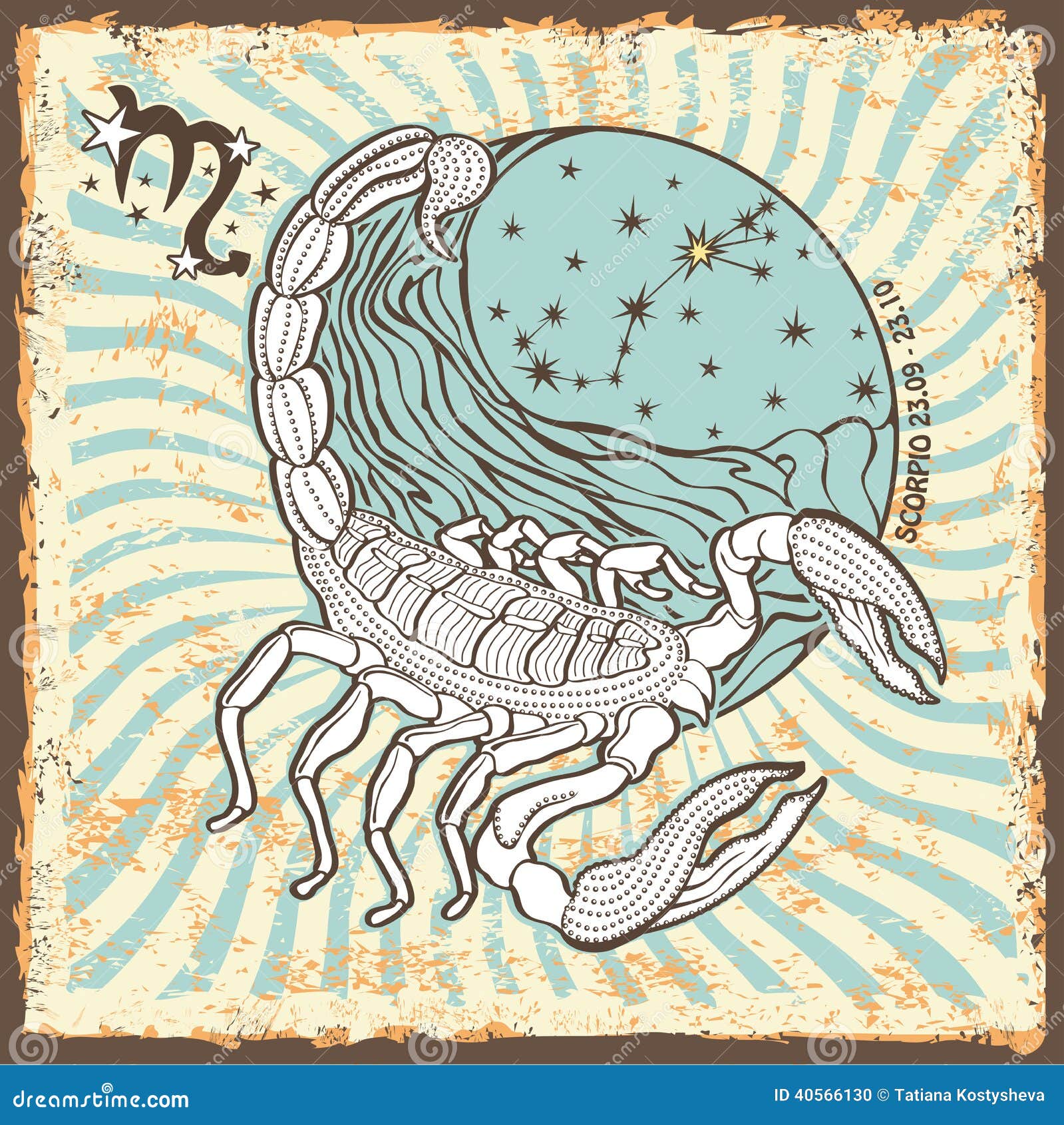 scorpio zodiac sign.vintage horoscope card