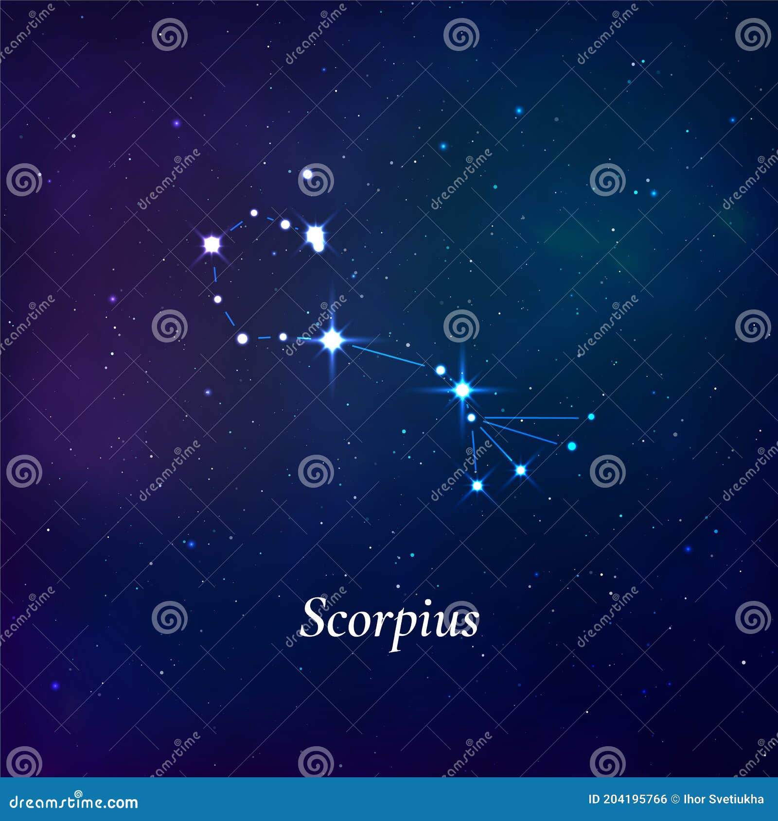 Scorpius Sign. Stars Map of Zodiac Constellation on Dark Blue ...