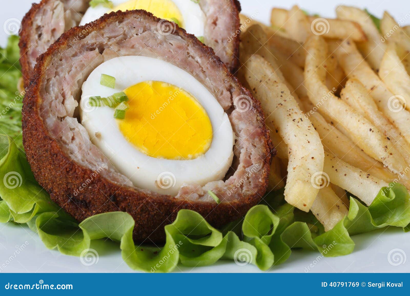 By Scotch Egg and Fried Potatoes Macro Stock Image Image of mincemeat, bread 40791769