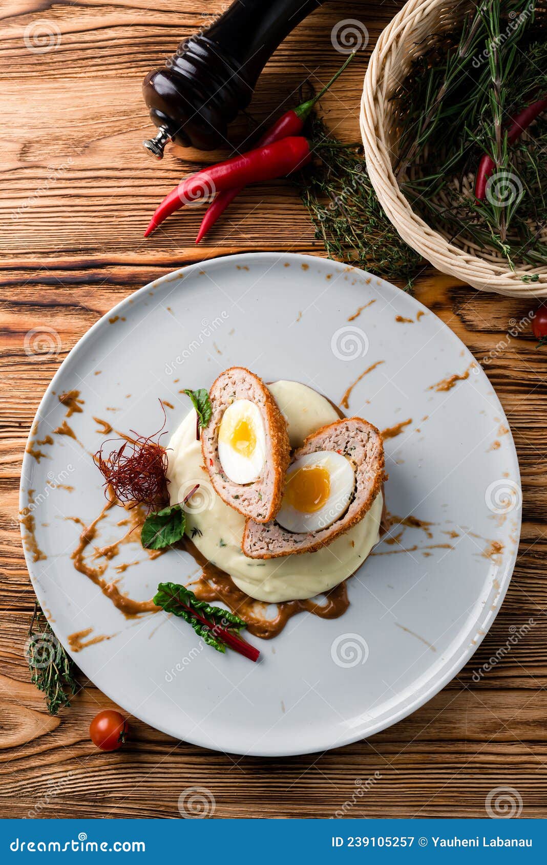 Scotch Egg Hardboiled Egg Wrapped in Meat, Coated in Breadcrumbs and