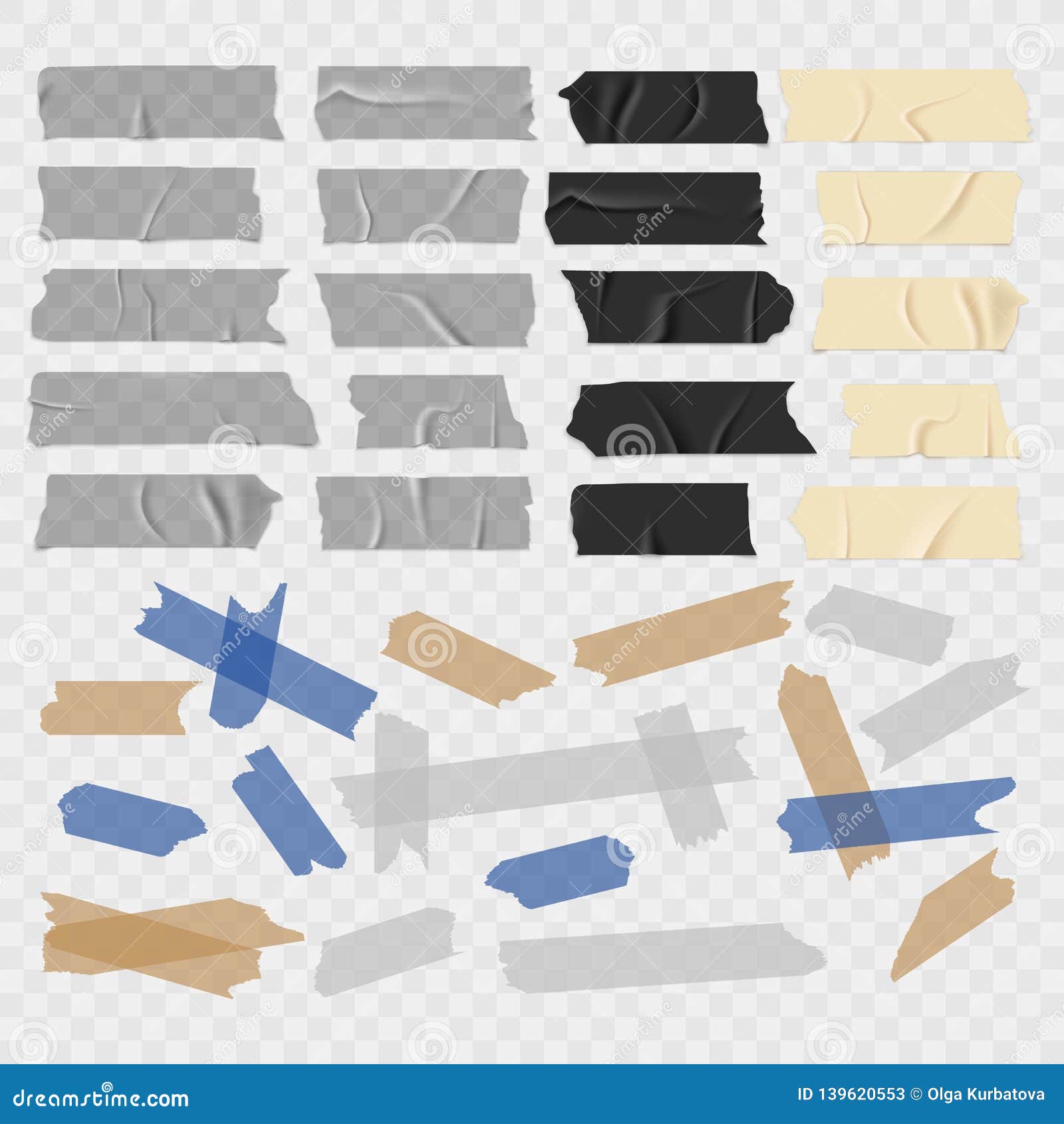 Duct Tape. Realistic Black And Grey Adhesive Bandage, Sticky Isolated