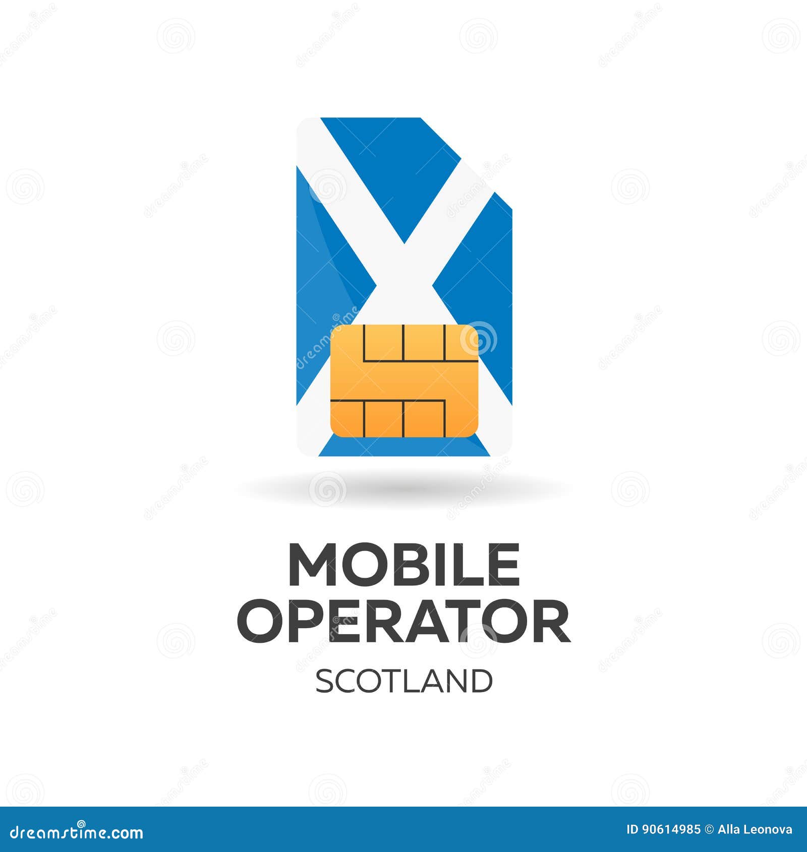 Scotland Mobile Operator. SIM Card with Flag. Vector Illustration. Stock Illustration
