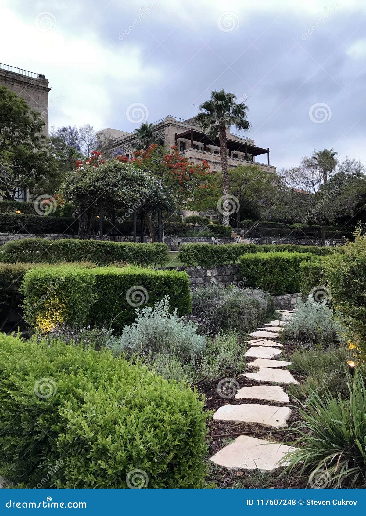 Tiberius Israel Hotels; Scots Hotel Garden Path, Tiberias, Israel Editorial Stock Photo - Image