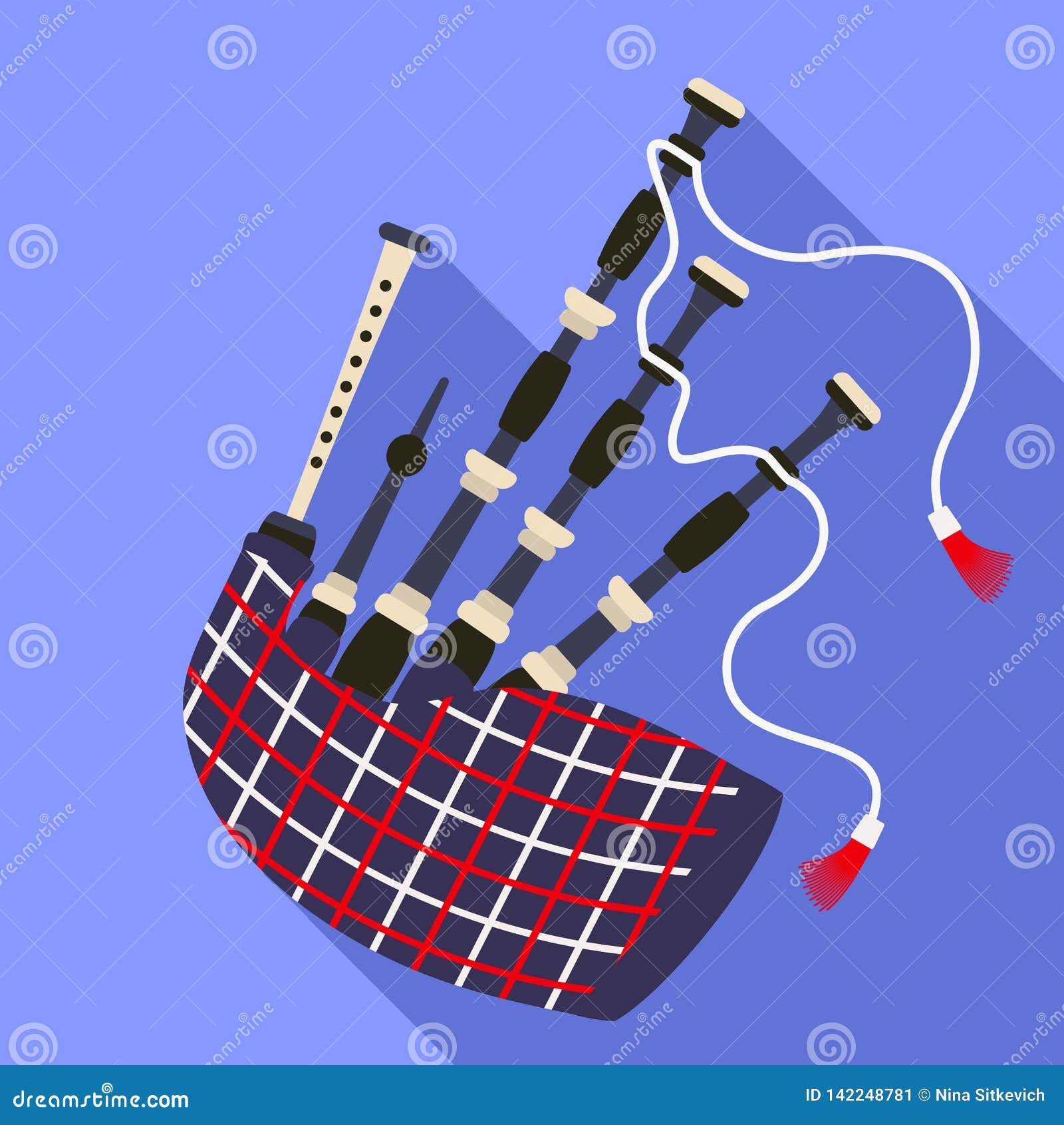 Red Bagpipes Icon, Cartoon Style Vector Illustration CartoonDealer