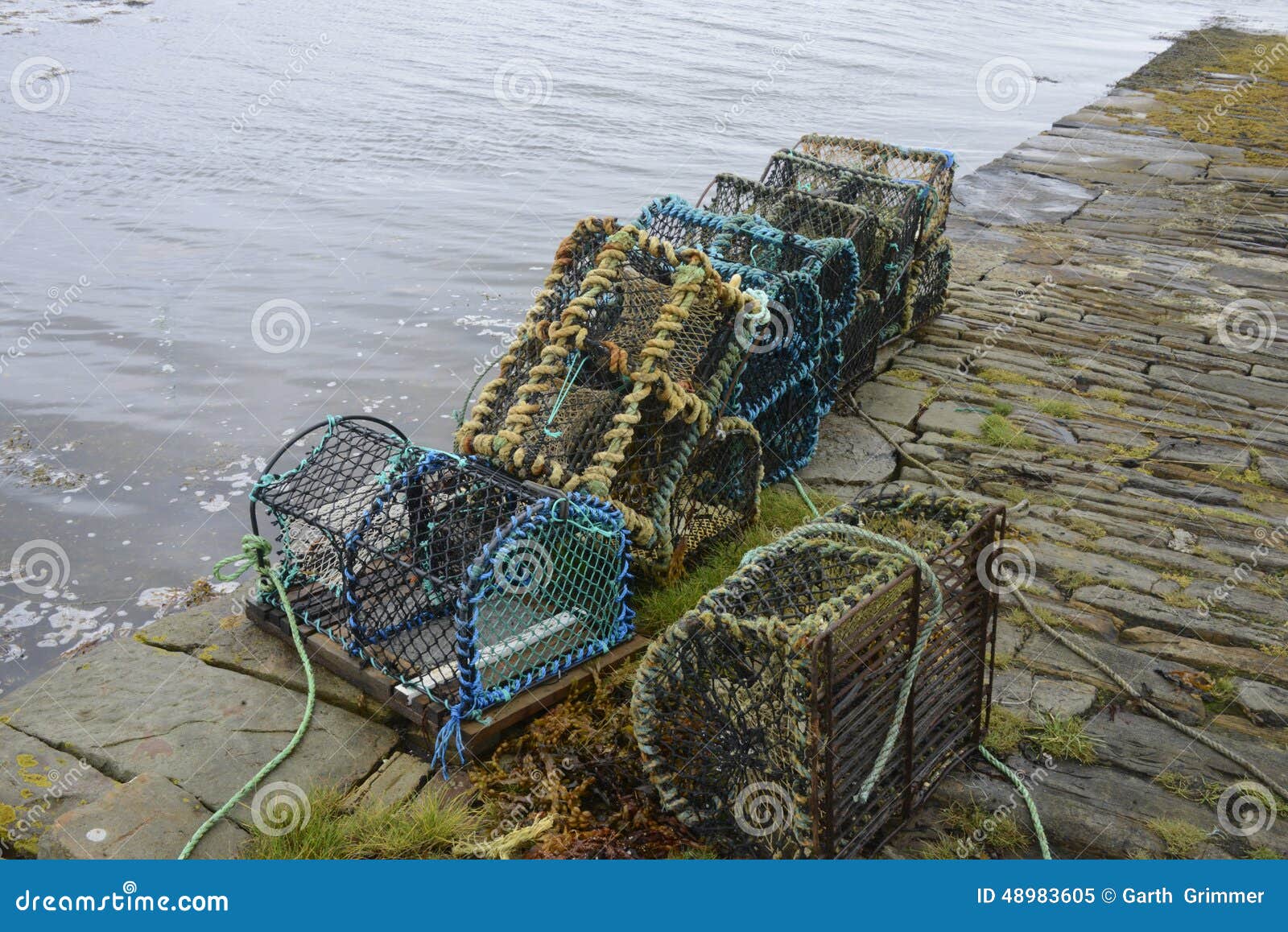 Fishing Creels on Dockside. Stock Image - Image of fleet, netting
