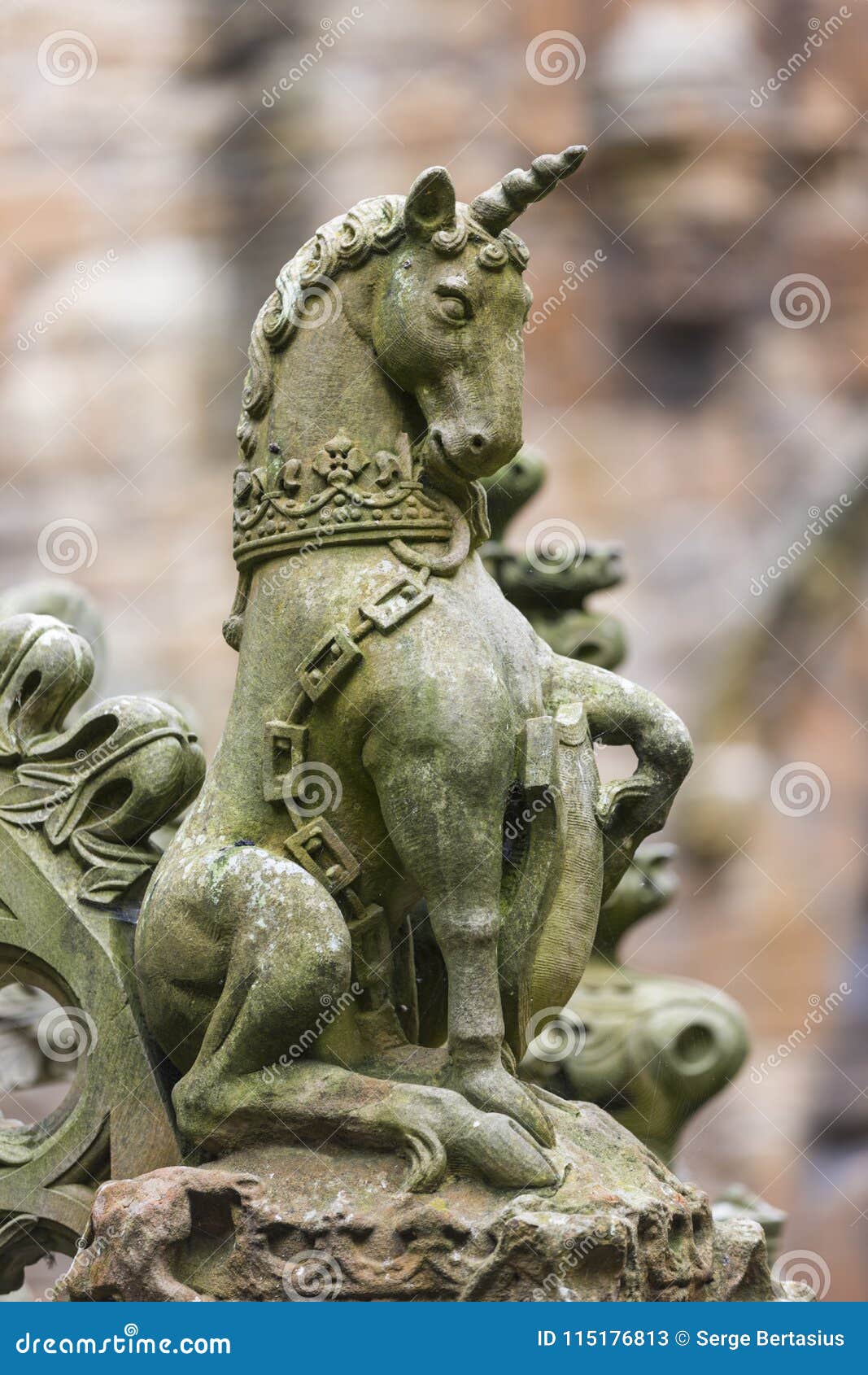 Scottish Unicorn Sculpture at Linlithgow Palace, Scotland. Stock Image