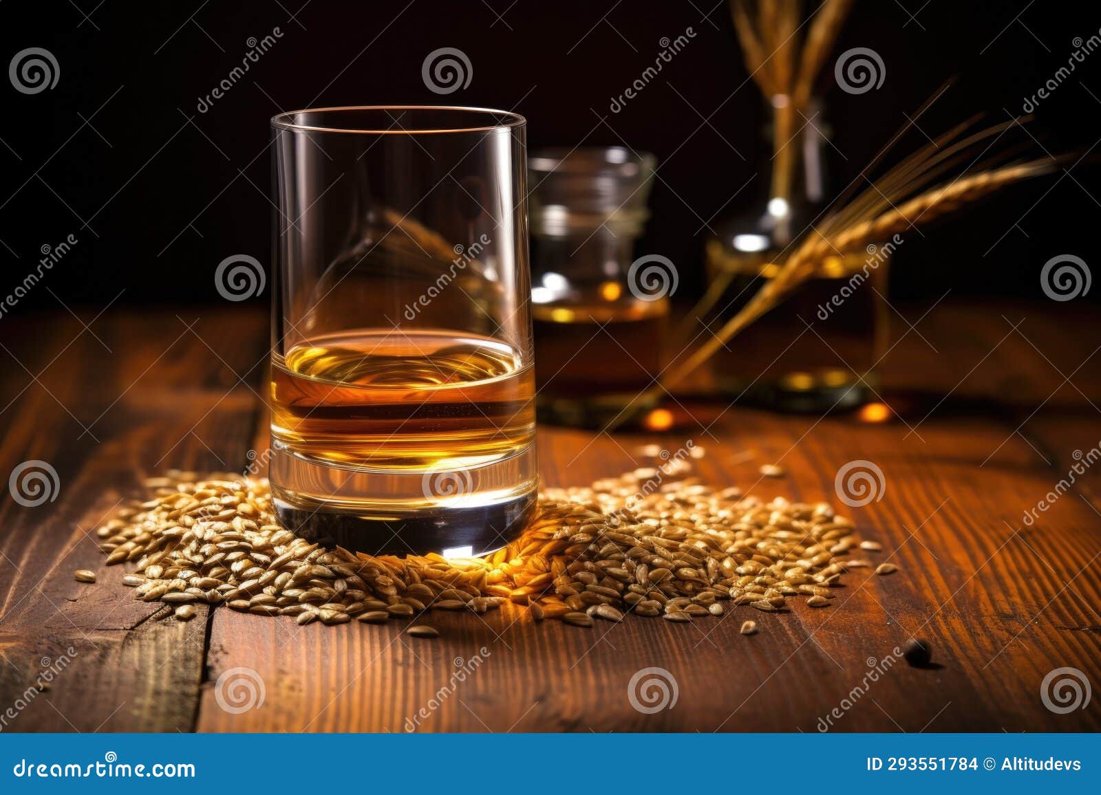Scottish Whisky in a Glass, with Malt Grains Stock Photo Image of