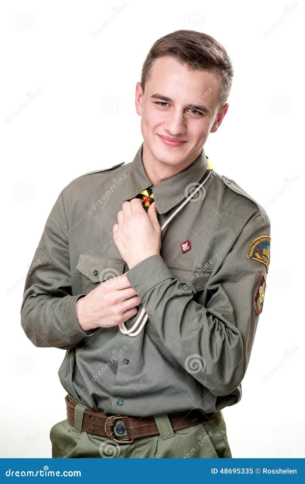 Scouts in studio stock image. Image of green, caucasian 48695335