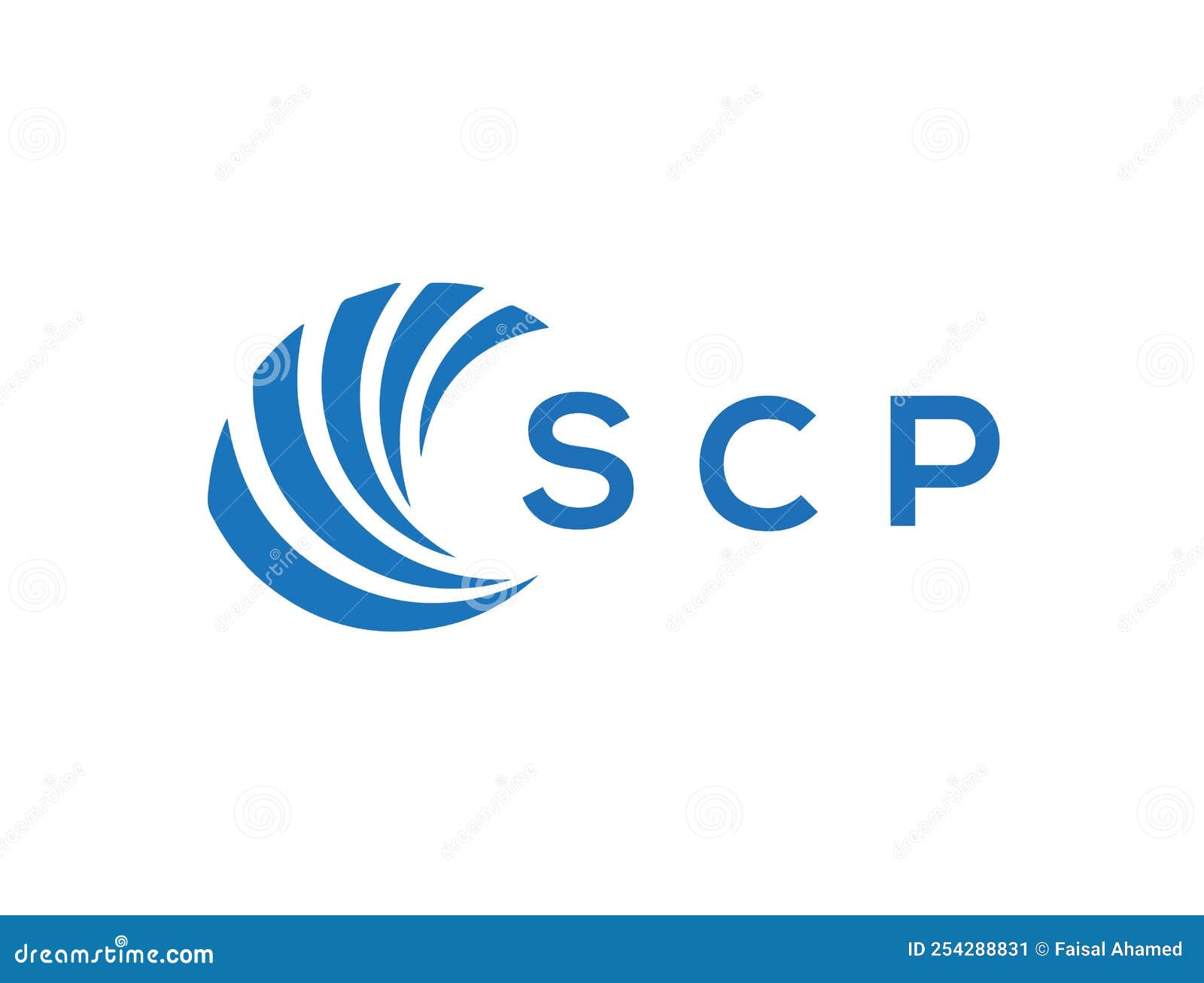 Blue scp logo design Royalty Free Vector Image