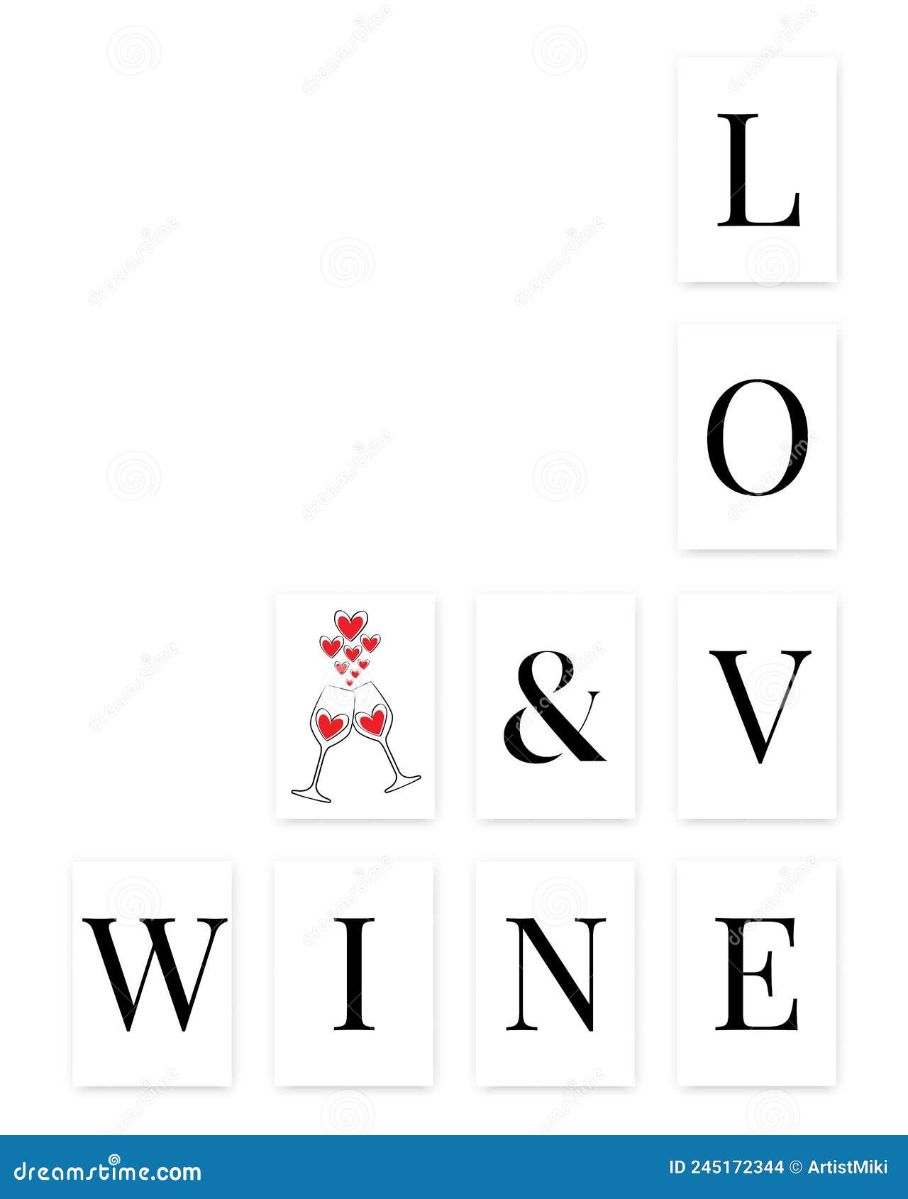 Love and Wine, Scrabble Words Stock Vector Illustration of modern, concept 245172344