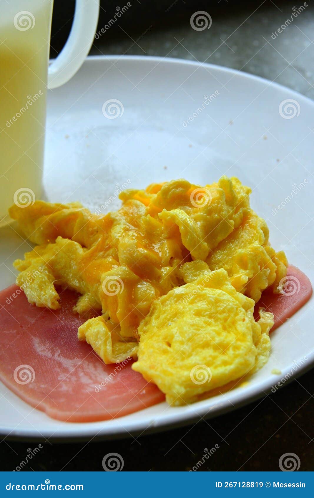 Scramble Egg and Ham Breakfast Stock Image - Image of meal, chinese