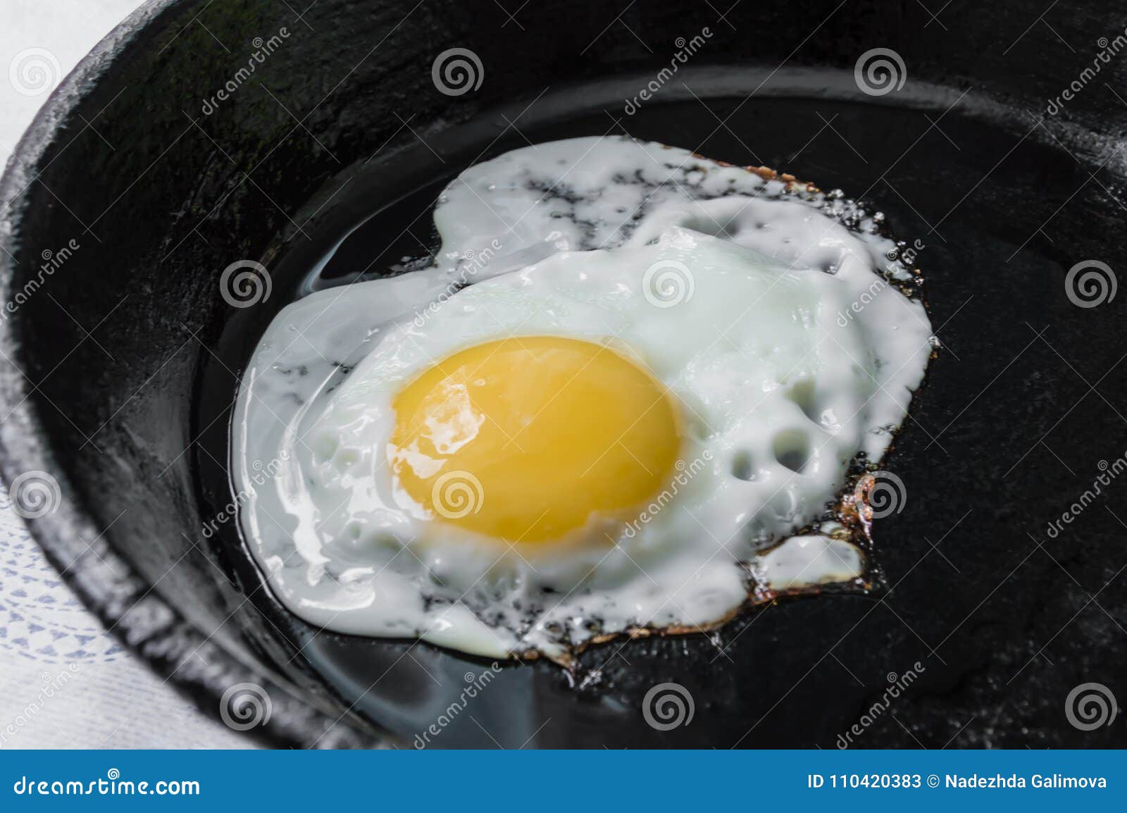 Scrambled Eggs in a Cast Iron Pan. Breakfast Stock Image Image of