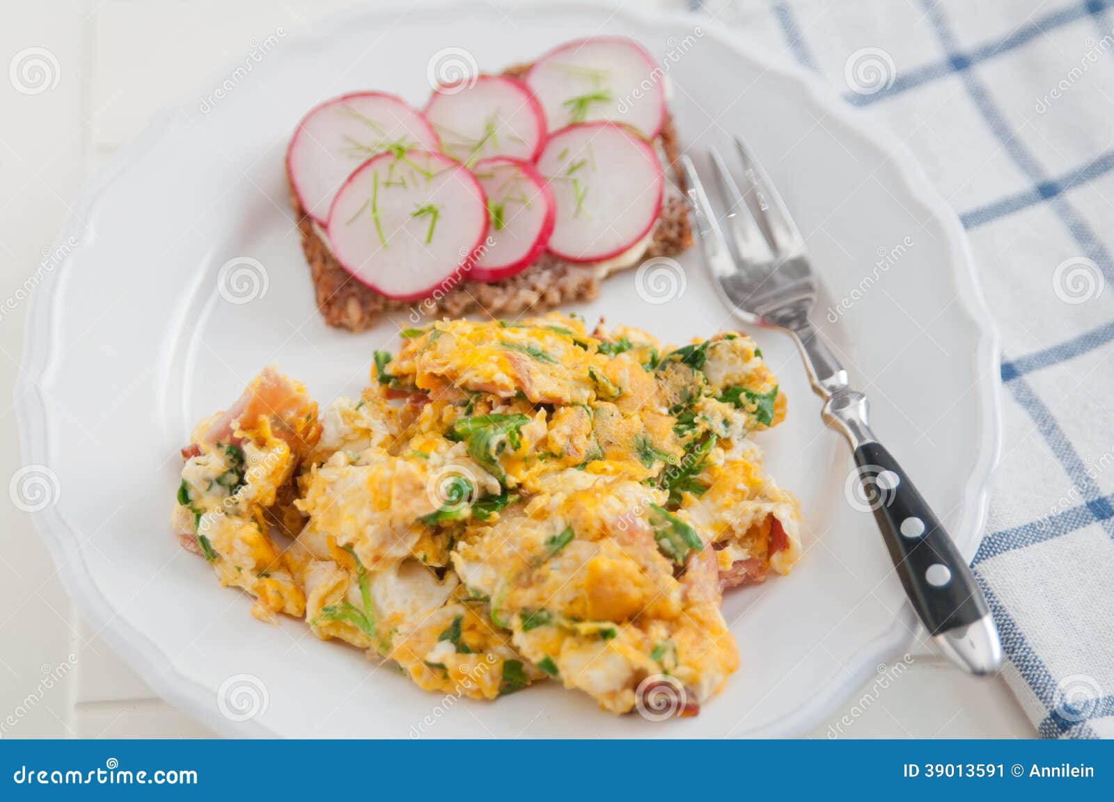 Scrambled Eggs with Fresh Herbs Stock Image Image of delicious, fried