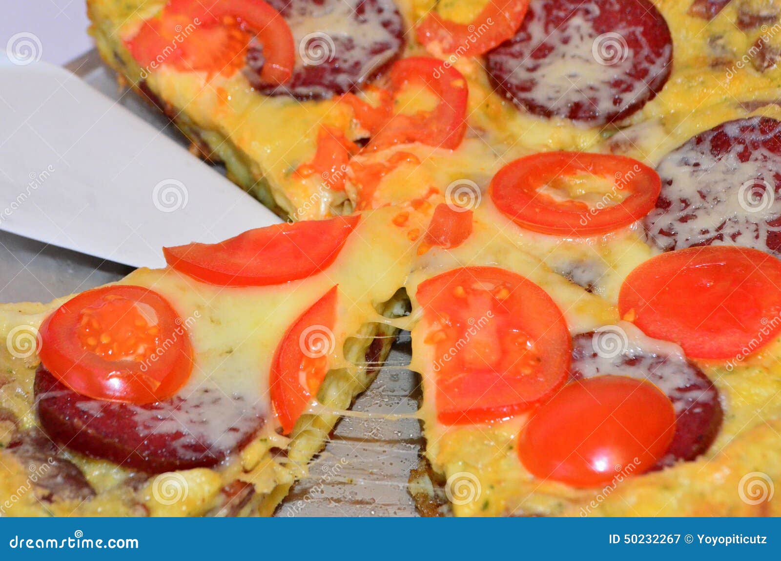 Scrambled eggs stock image. Image of salami, bake, vegetables 50232267