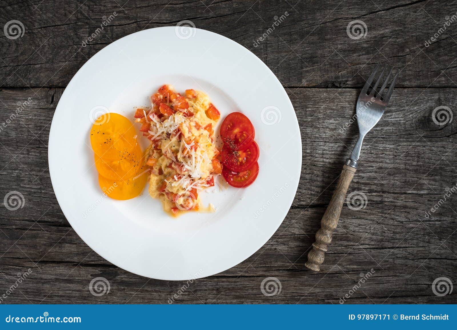 Scrambled Eggs with Pepper and Parmesan Cheese Stock Image Image of