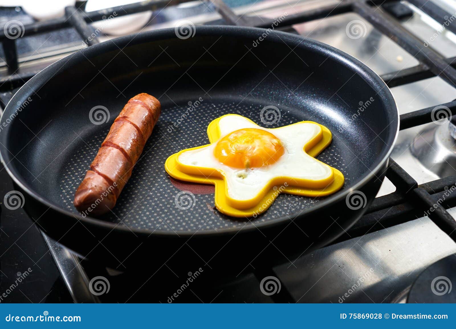 Scrambled Eggs with Sausage Cast Iron Skillet Stock Photo Image of