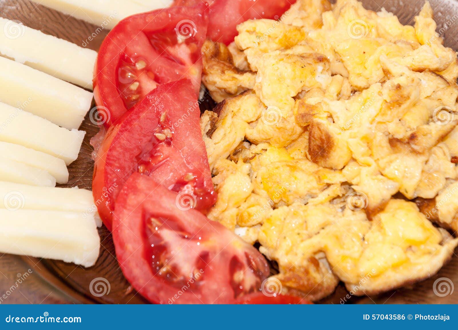 Scrambled Eggs with Tomato and Cheese Stock Photo Image of meal, eggs